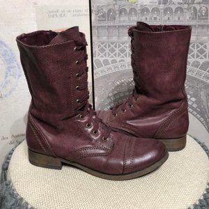 Wine Colored Lace Up Combat Boots